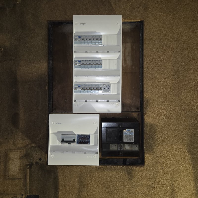 tableau électrique incendié après